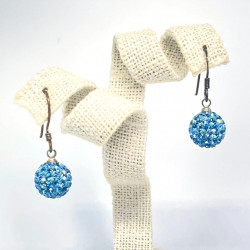 NO.8 Crystal Earring - Ball (Blue)