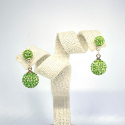 NO.8 Two Crystal Bling Bling Earring (Green)
