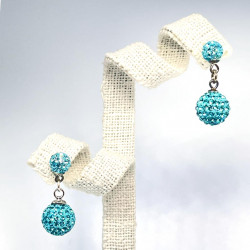 NO.8 Two Crystal Bling Bling Earring (Turquoise)