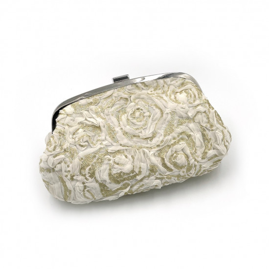 NO.8 White Flower Beaded Clutch