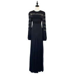 NO.8 Black Lace with Chiffon Long Gown
