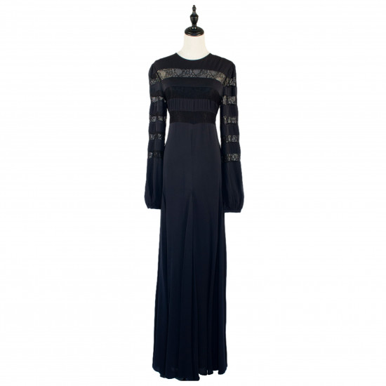 NO.8 Black Lace with Chiffon Long Gown