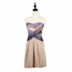 NO.8 Nude Pink X Multi Purple Tube Cocktail Dress 