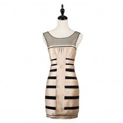 NO.8 Champagne Gold X Blk Sleeveless Cocktail Dress