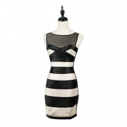 NO.8 Black X White Sleeveless Cocktail Dress 