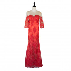 NO.8 Red Lace Evening Gown