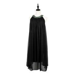 NO.8 Black Collar Back Beaded Chiffon