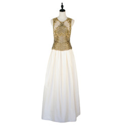 NO.8 Champagne Gold Top Beaded Sleeveless Maxi