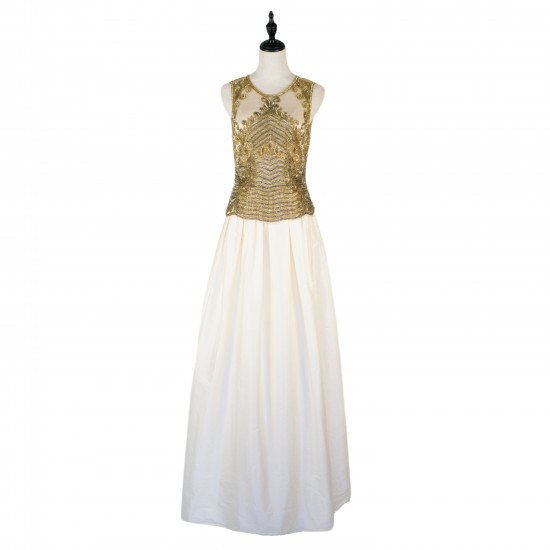 NO.8 Champagne Gold Top Beaded Sleeveless Maxi