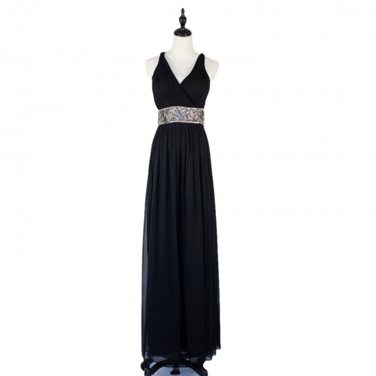 NO.8 Black Beaded Waist X Cross Back Lop