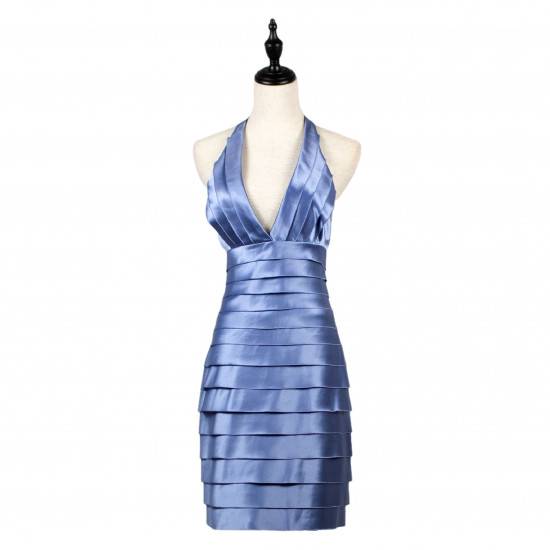 NO.8 Light Blue Halter Neck Ribbon Party Dress