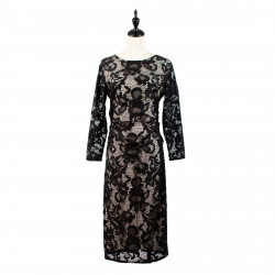 NO.8 Black Long Sleeve Lace Dress