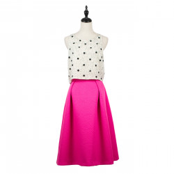 NO.8 Hot Pink Textured Skirt