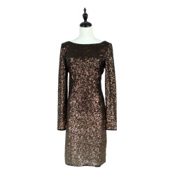 NO.8 Brown X Golden Sequin Dress