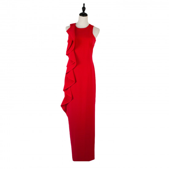 NO.8 Red Ruffle Maxi Dress