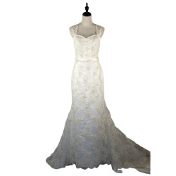 NO.8 Short Sleeves Wedding Gown with Train